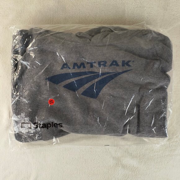 NWOT Amtrak Logo Hoodie Sweatshirt Gray 2X 3X - Picture 3 of 4